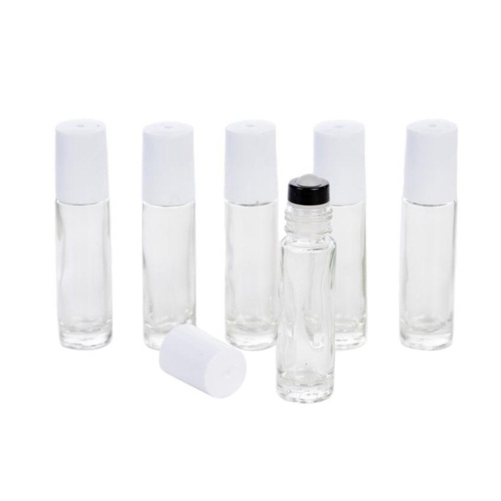 10 ml Clear Roller Bottles w/Glass Roller - 6pk